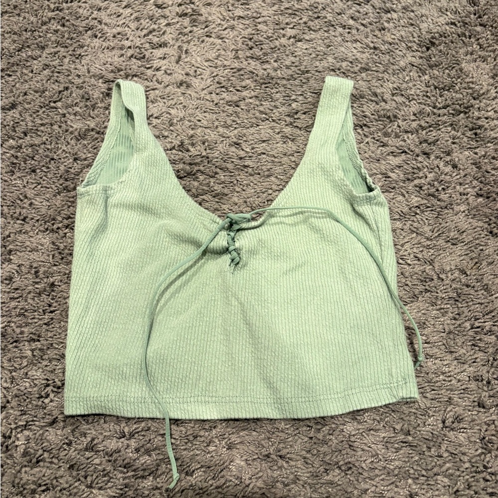 Me to We Light Green Ribbed Crop Top